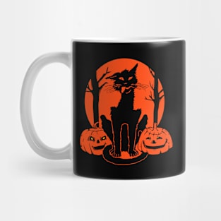 Black cat and two pumpkins Mug